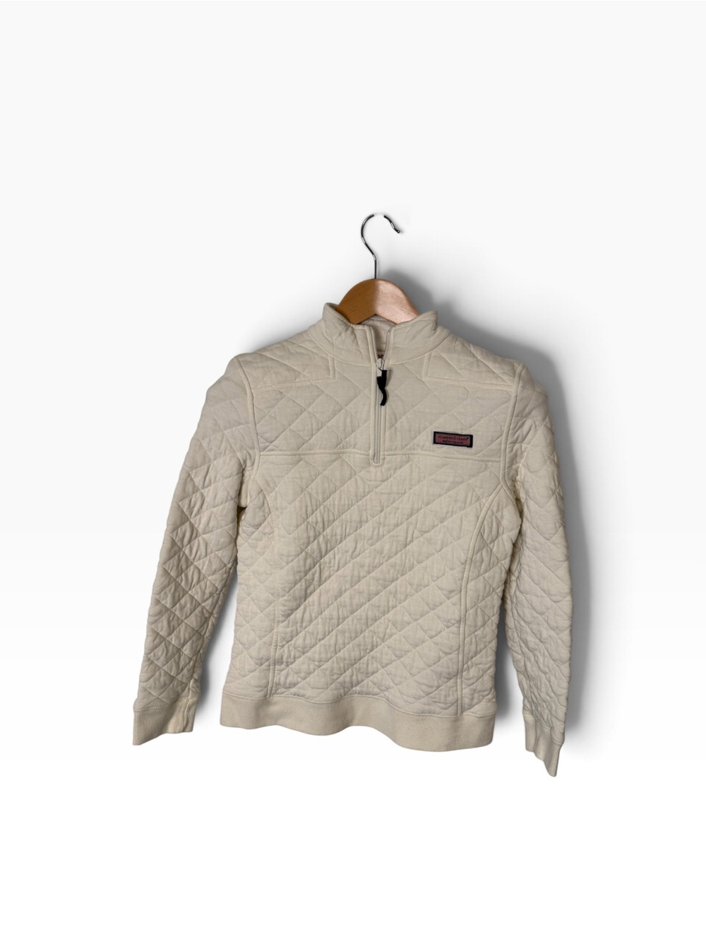 Vineyard Vines Women’s Cream Quilted 1/4 Zip Pullover